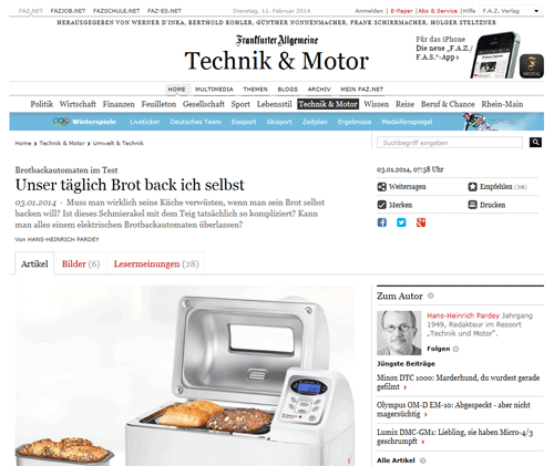 FAZ Brotbackautomat Test Artikel